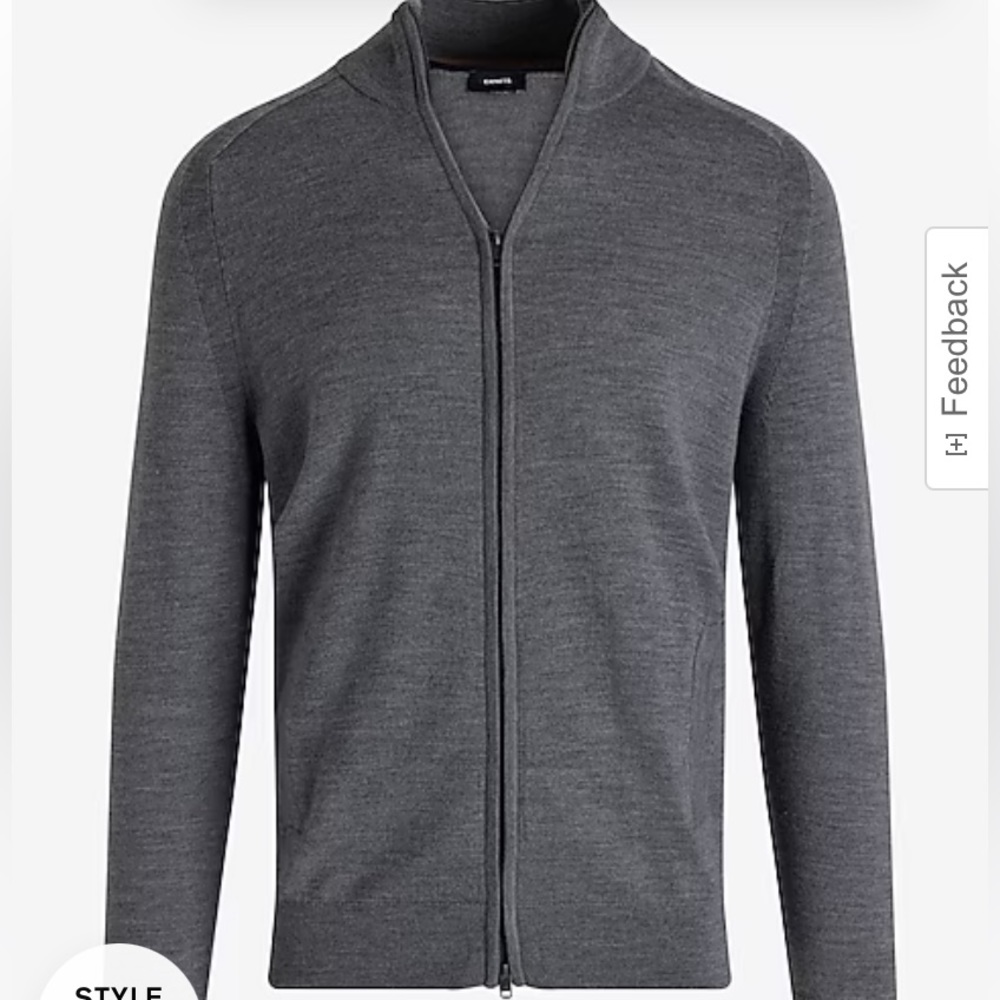 Express full zip merino wool cardigan size M gray NWT